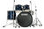 The bass drum heads have perimeter muffling rings.